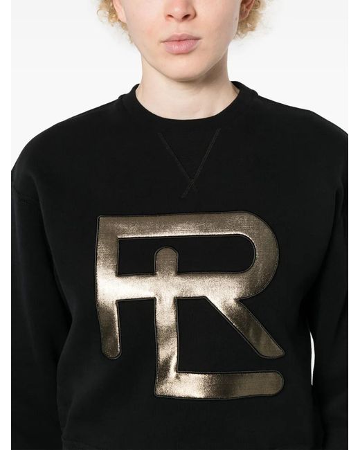 Ralph Lauren Black Logo-Embroidered Tonal Stitching Sweatshirt