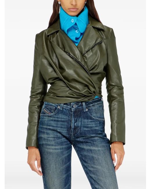 DIESEL Green Draped Wrap-Effect Jacket
