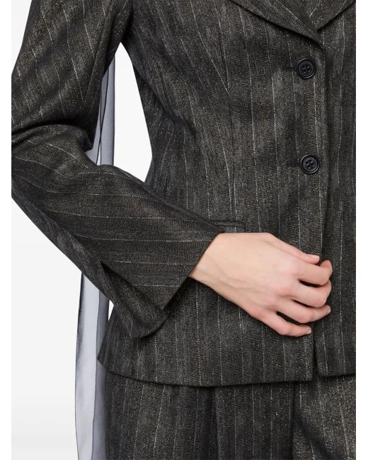 Alberta Ferretti Black Pinstriped Single-Breasted Blazer
