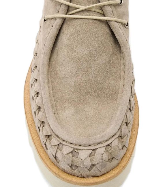 AllSaints Brown Skiff Woven Suede Derby Shoes for men