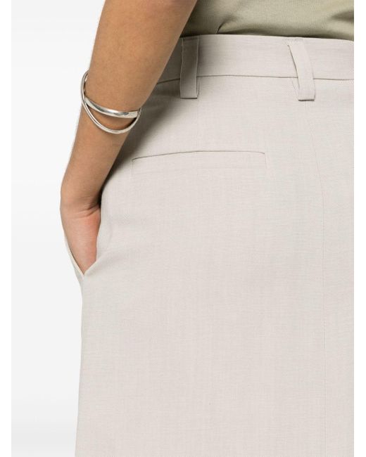 Falda midi con pliegue Brunello Cucinelli de color White