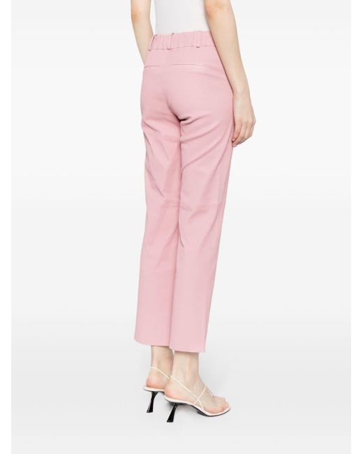 Arma Pink Cropped-Hose aus Leder