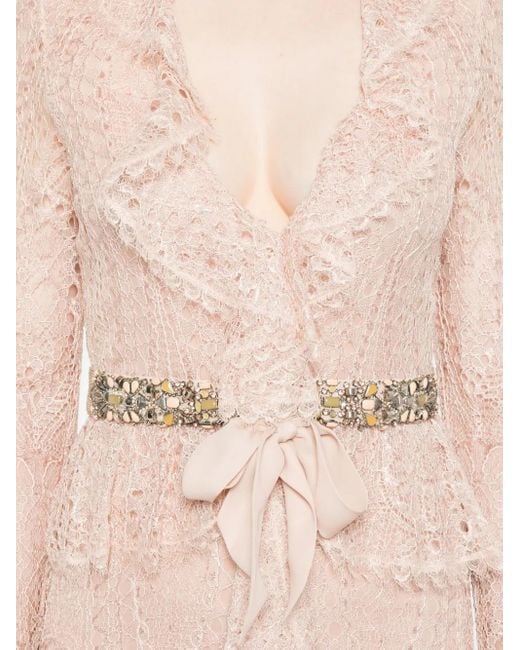 Emilio Pucci Pink Verziertes Spitzenrobe mit Gürtel