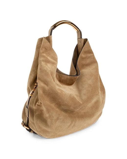 Moschino Natural Medium Handle Me Suede Tote Bag