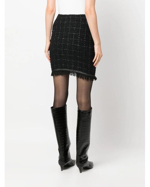 Pinko Black Weave Fringed Miniskirt