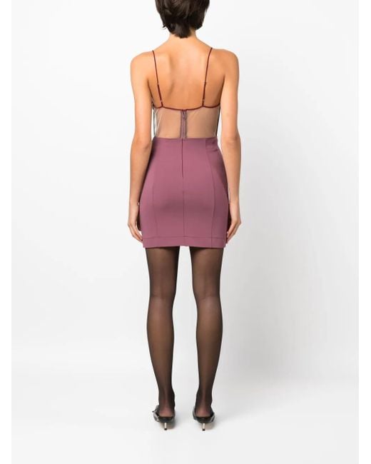 Nensi Dojaka Purple Sheer-Panelling Bustier Minidress