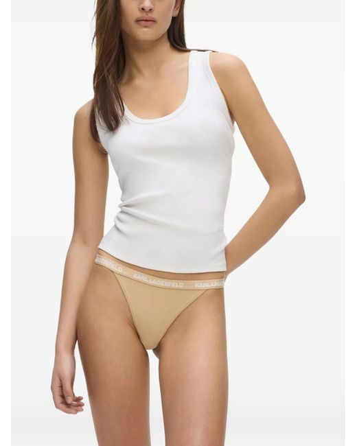 Karl Lagerfeld Natural Logo-Detail Cotton Brazilian Briefs (Set Of Three)
