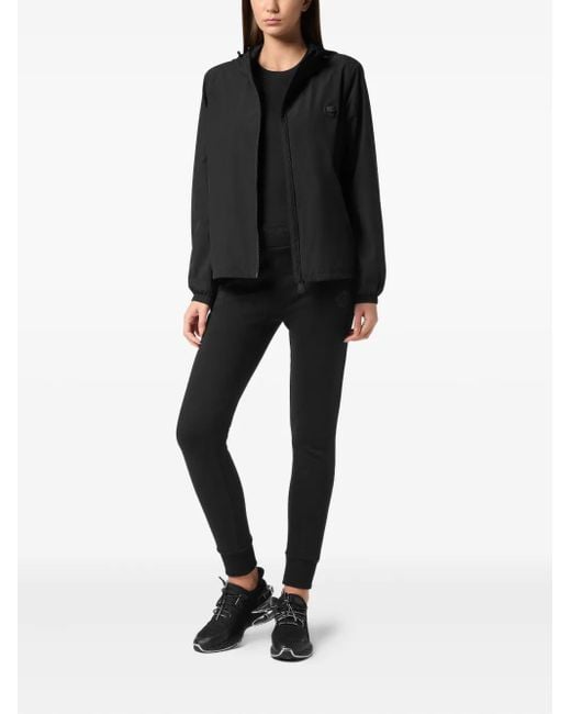 Philipp Plein Black Logo-Patch Hoodie