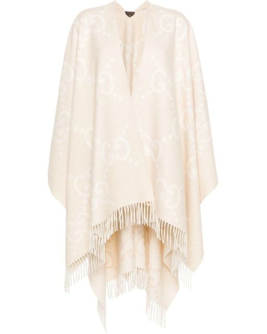 Gucci White GG Wool Poncho