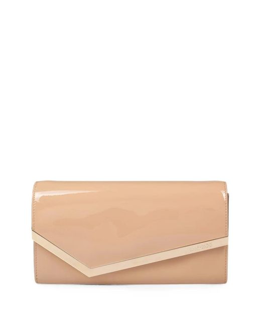 Jimmy Choo Natural Emmie Patent-Leather Clutch Bag