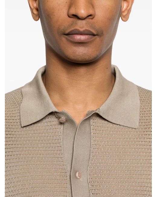 Tagliatore Natural Buttoned Knit Polo Shirt for men