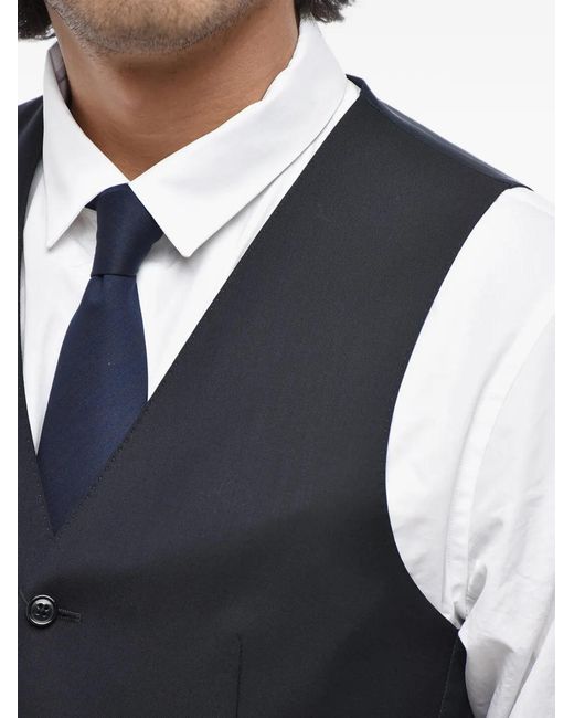 Corneliani Blue V-Neck Single-Breasted Waistcoat for men
