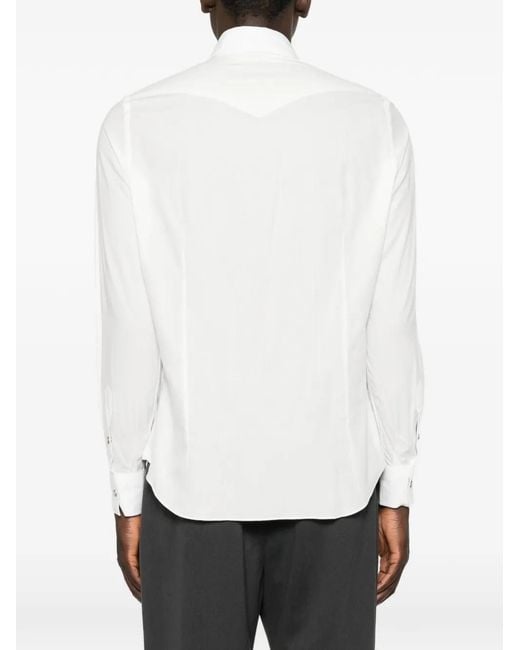 Eleventy White Western-Style Panelled Shirt for men
