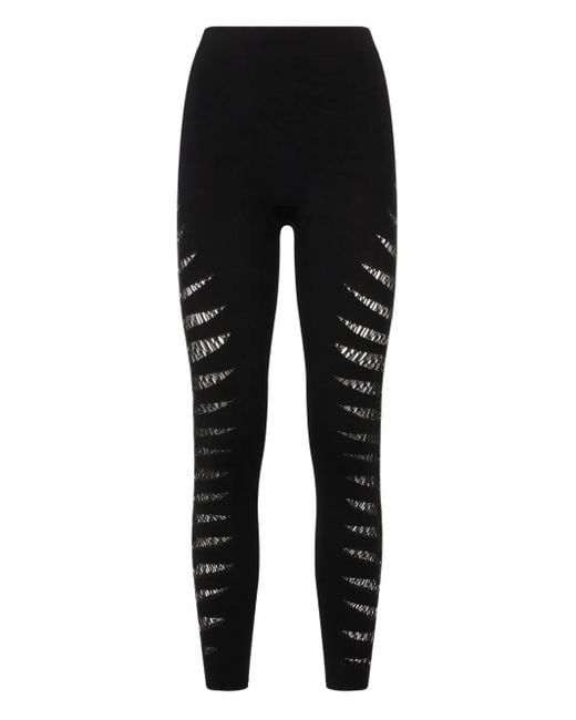 Roberto Cavalli Black Python-Patterned Leggings