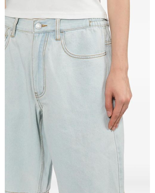 AAPE BY A BATHING AP Blue Logo-Patch Denim Shorts