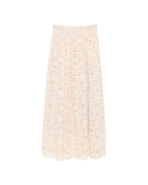 Zimmermann White Flower-Lace Maxi Skirt