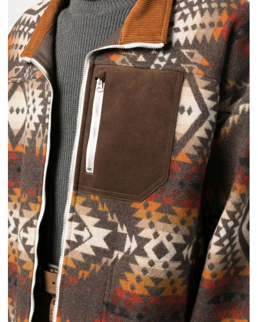 Junya Watanabe Jack Met Abstracte Print in het Brown