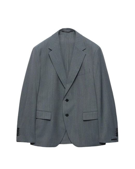 Blazer En Laine À Simple Boutonnage Prada pour homme en coloris Gray