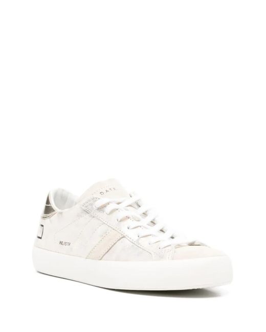 Date White Metallic-effect Leather Sneakers