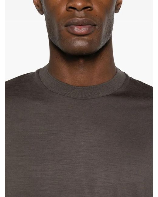 Canali Brown Crew-Neck T-Shirt for men