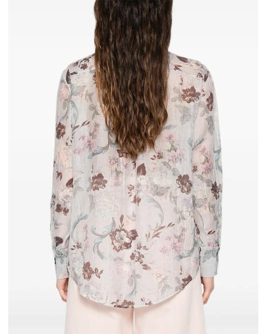 Forte_forte White Floral-Pattern Long-Sleeve Shirt