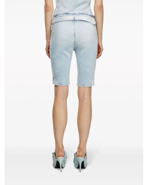 DIESEL Blue De-Ginny-S Cycling Shorts With Logo Buckle