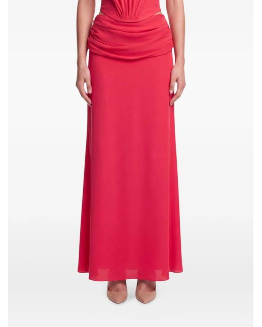 POST MERIDIEM Pink Draped Chiffon Maxi Skirt