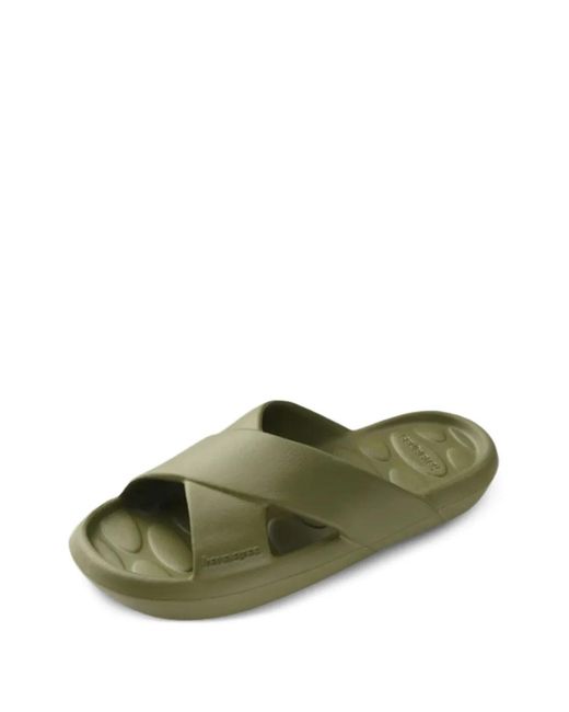 Havaianas Green Cross-Strap Slides
