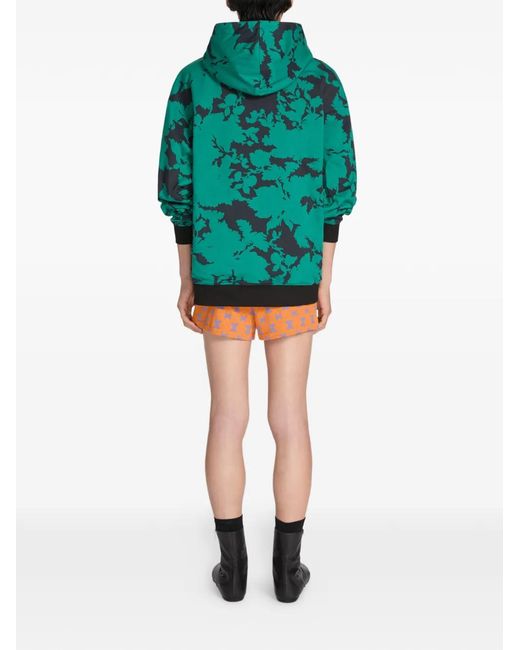 Dries Van Noten Green Floral-Print Hoodie for men
