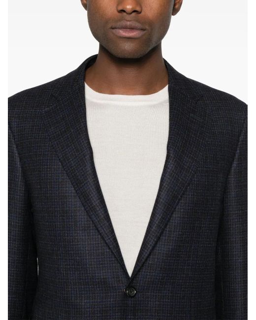 Canali Black Check-Pattern Blazer for men