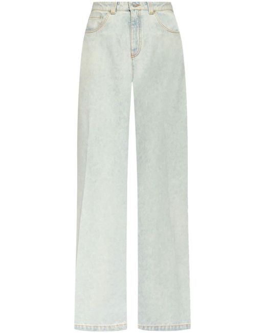Emporio Armani White Weite High-Rise-Jeans