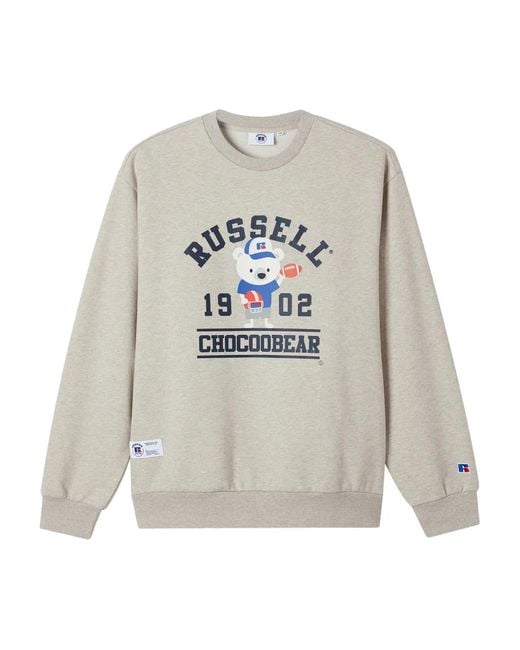 Chocoolate White Graphic-Print Crew-Neck Sweatshirt for men