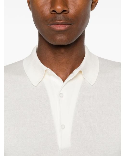 John Smedley White Adrian Short-Sleeves Polo Shirt for men