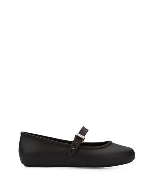 Melissa Black Soft Buckle-Fastening Ballet Flats