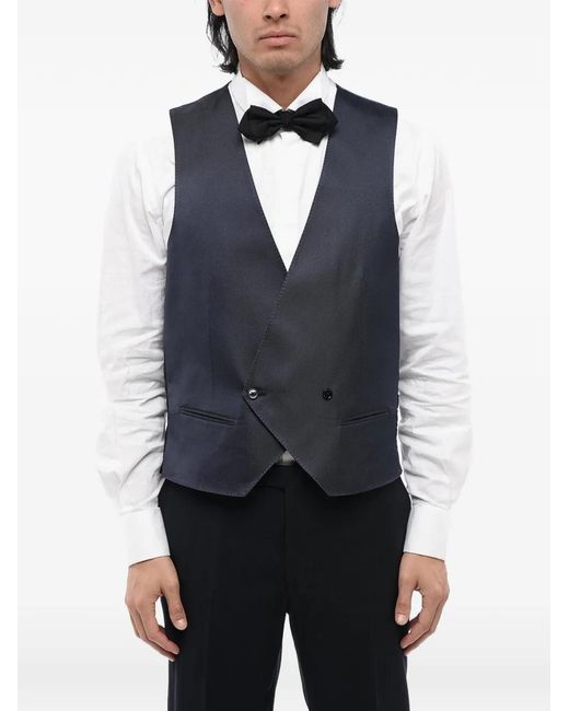 Corneliani Blue Double-Breasted Waistcoat for men