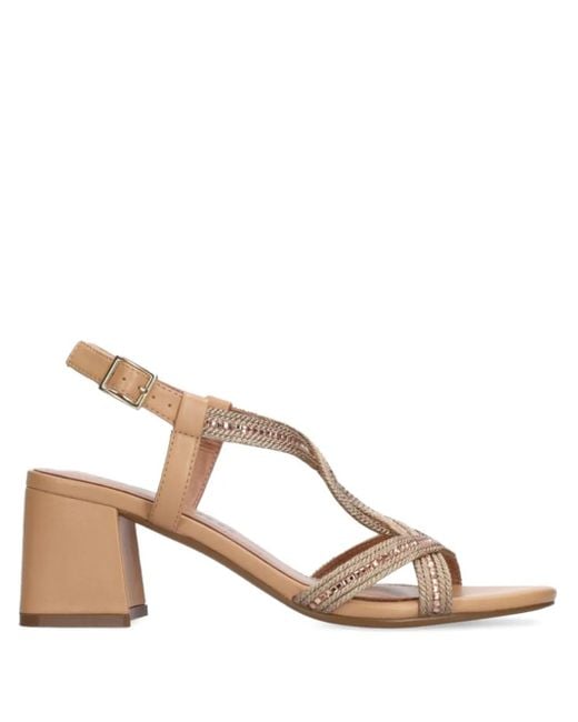 Bibi Lou Natural Embellished Block-Heel Sandals