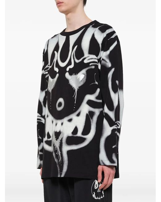 Y-3 Black Chito Graphic Long-Sleeve T-Shirt for men
