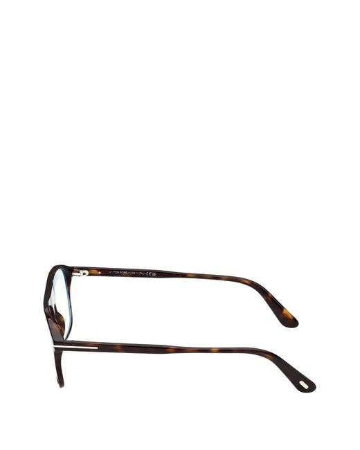 Tom Ford Black Tortoiseshell-Effect Pilot Glasses for men