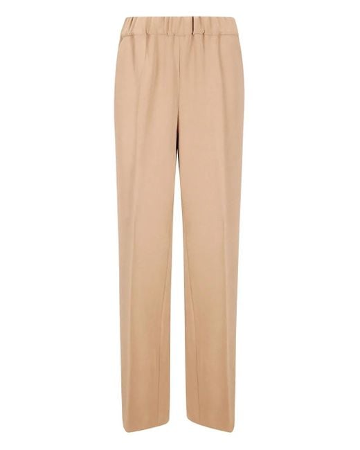 Alberto Biani Natural Elastic-Waist Straight Trousers