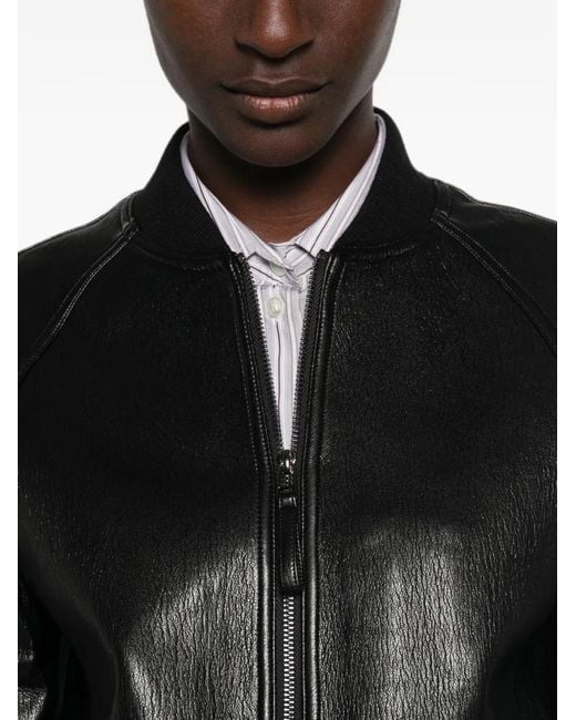 Frankie Shop Black Alena Zip-Up Bomber Jacket