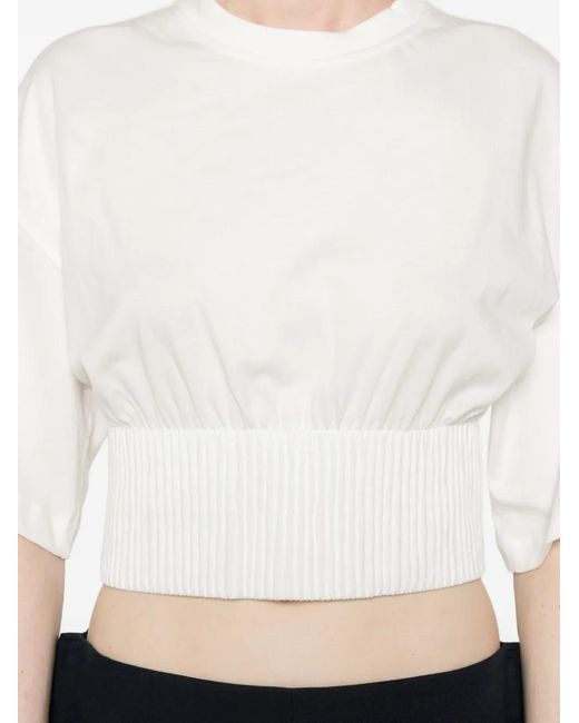 Sportmax White Spxfosco Ribbed-Hem T-Shirt