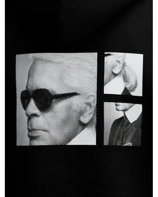 Karl Lagerfeld Black Graphic-Print Hoodie for men