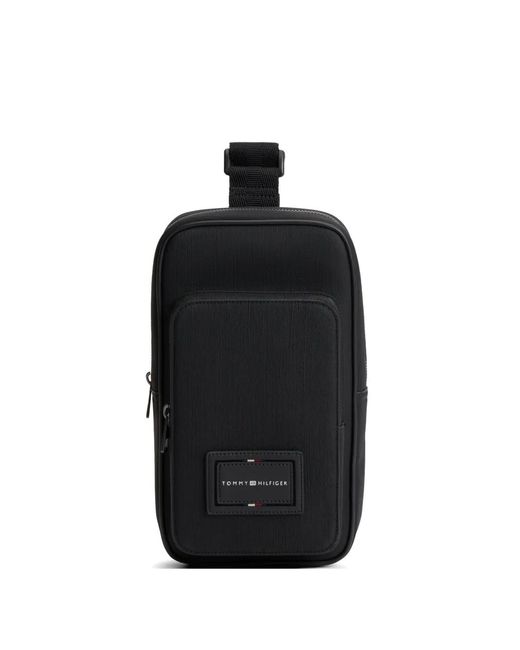 Tommy Hilfiger Black Logo-Patch Messenger Bag for men