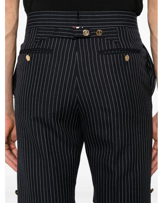 Thom Browne Blue Pinstripe High Twist Wool Shorts for men