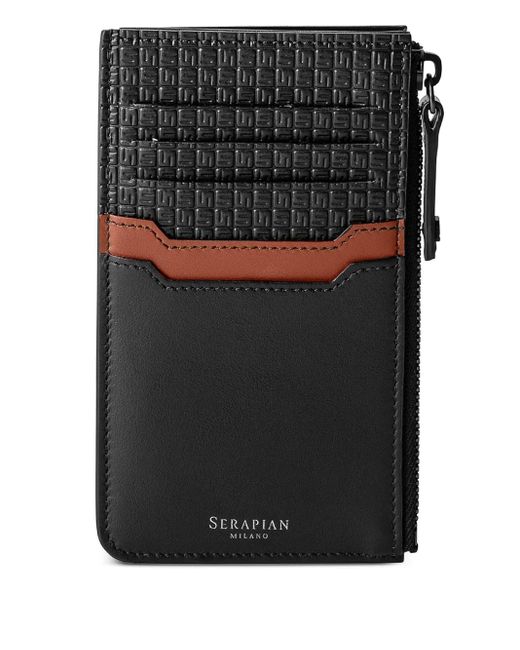 Portacarte Con Zip 72 di Serapian in Black da Uomo