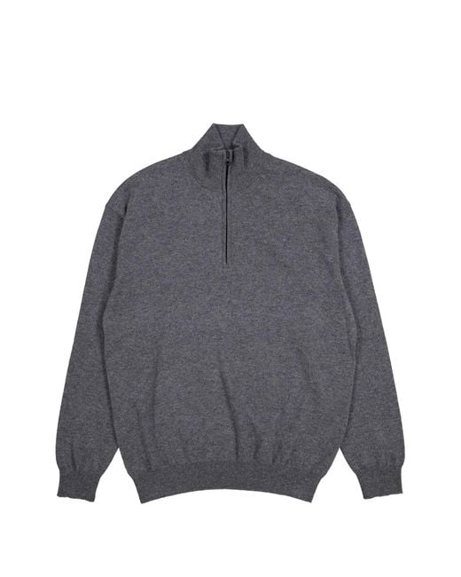 Lisa Yang Gray Quarter-Zip Knitted Sweater for men
