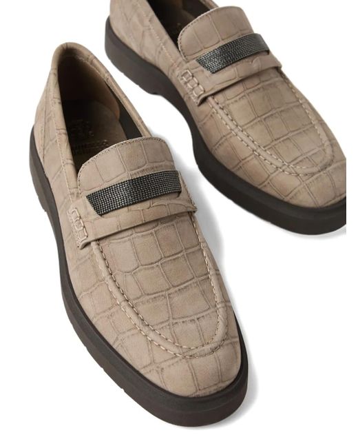 Brunello Cucinelli Brown Mocassins With Front Detail