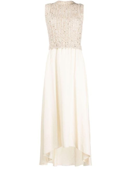 Peserico White Open-knit Layered Long Dress