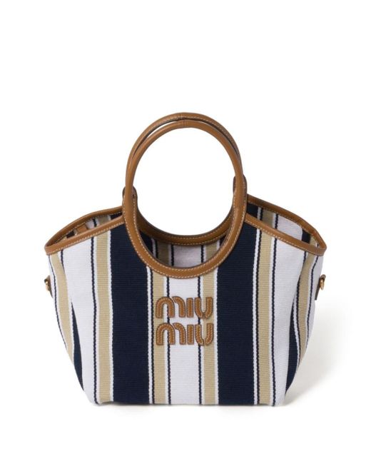 Miu Miu Blue Ivy Stripe-jacquard Tote Bag