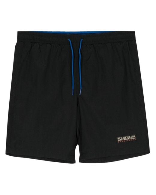 Napapijri Black Logo-patch Swim Shorts for men